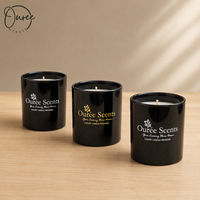 Bougie parfumée en verre givré avec mèche en bois, logo personnalisé OEM pour la décoration de la maison, les hôtels, les spas, les cadeaux