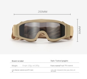 Lunettes de soleil de sport d'extérieur, lunettes tactiques coupe-vent, lunettes de cyclisme à 3 verres pour le cyclisme, lunettes tactiques pour le sport - Product Image 2