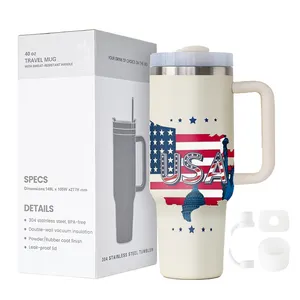 Custom Logo 40oz Stainless Steel Quencher H2.0 Tumbler Cup 30oz Outdoor Travel Coffee Mug With Handle