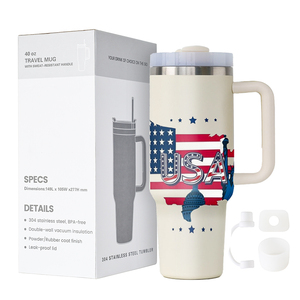 Gobelet isotherme en acier inoxydable H2.0 de 40 oz avec logo personnalisé, tasse à café de voyage de 30 oz avec poignée - Product Image 1