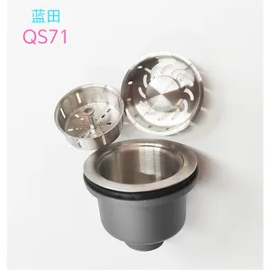 QS71 Ceramic Sink Fittings Plumbing Accessories Stainless Steel 304 Hand Made Kitchen Sink Tow Basket Double Layers Sink Drain
