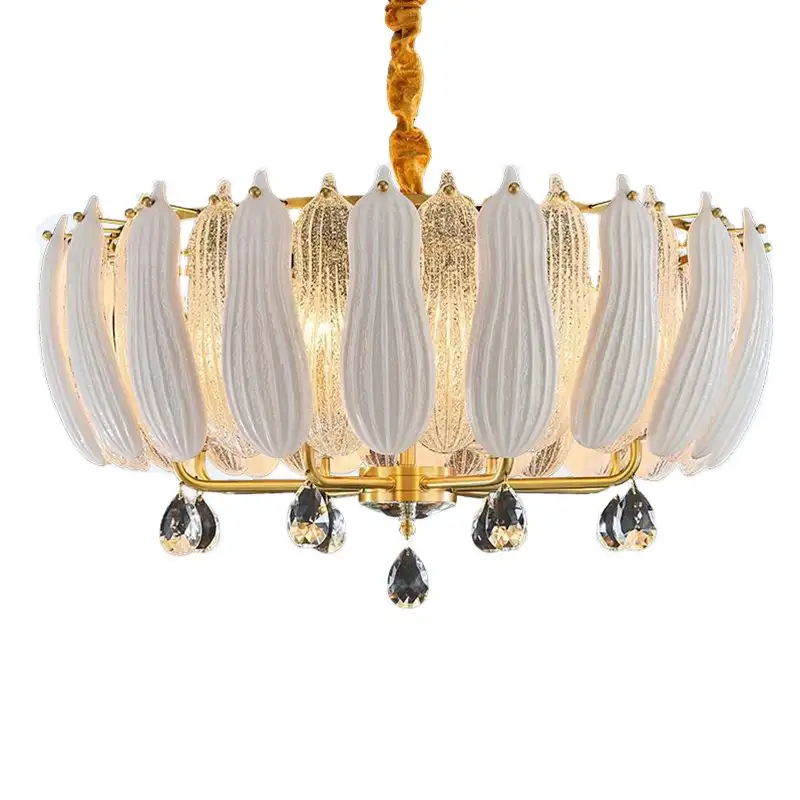YIHAO Custom Art Glass Lamps Hanging French Empire Iron Light Fixtures Led Lighting Modern Chandelier Luxury