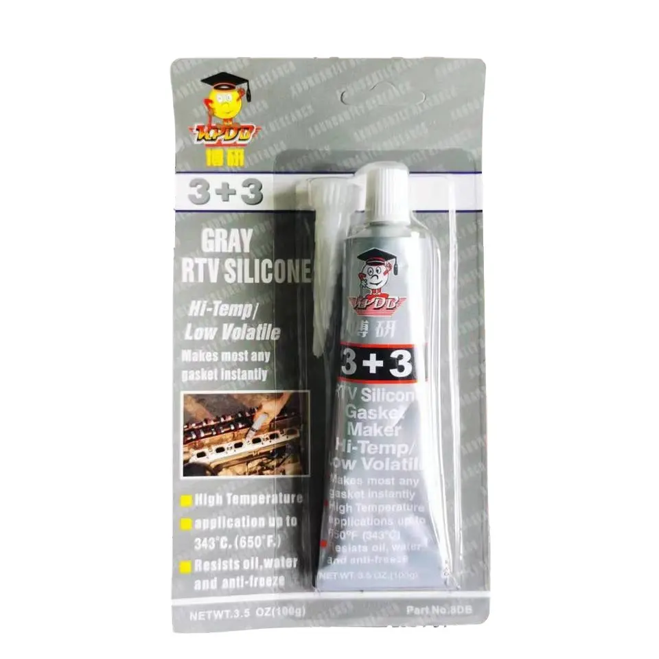 3+3 High-Temperature Resistant RTV Engine Sealant Sealant-Free Glue Oil-Resistant Waterproof Red Black Gray Adhesives