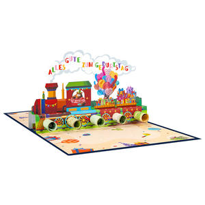 Carte d'<span class=keywords><strong>invitation</strong></span> de fête d'anniversaire pliée en 3D pour enfants, cadeau de mariage, artisanat en papier avec un design de train pop-up pour offrir de l'argent - Product Image 3