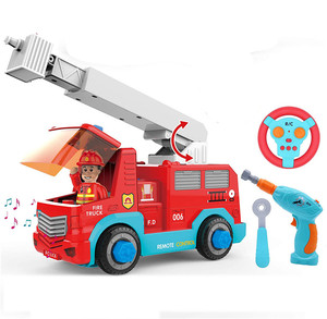 Jouets éducatifs, véhicule d'assemblage, <span class=keywords><strong>camion</strong></span> <span class=keywords><strong>de</strong></span> pompiers avec lumières et sons intégrés et perceuse pour enfants - Product Image 1