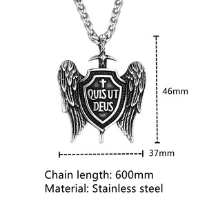 Collar con Colgante de San Miguel Arcángel con Espada y Escudo, Cadena de Acero Inoxidable, Joyería Religiosa Protectora para Hombre - Product Image 4