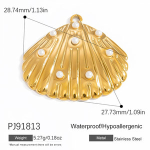 Waterproof Beach Charms 14k 18k Gold Plated 316L Stainless Steel Enamel <b>Shell</b> Charms for <b>Bracelet</b> Necklace Jewelry Making - Product Image 3