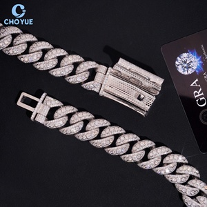 Collar de Cadena Cubana de Gran Tamaño con Engaste de Bisel Grueso de 20mm y Moissanita, Chapado en Rodio, Plata Sólida 925, Joyería Hiphop Iced Out - Product Image 4
