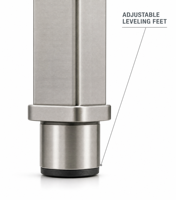Évier de travail en acier inoxydable finition brossée mate, pieds réglables en hauteur, accessoires coulissants multi-niveaux, cuisine commerciale