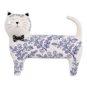Moderna Statuetta di Gatto Margherita in Ceramica, Ornamento per Arredamento Casa, Bagno, Ufficio, Soggiorno - Product Image 1