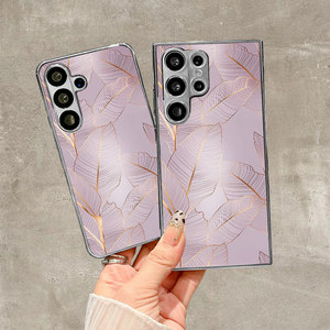 Funda Protectora <span class=keywords><strong>para</strong></span> Teléfono Móvil de TPU con Cristal Templado y Estampado de Hojas con Líneas Púrpuras <span class=keywords><strong>para</strong></span> <span class=keywords><strong>Samsung</strong></span> <span class=keywords><strong>Galaxy</strong></span> S8 S9 S10 S20 <span class=keywords><strong>S21</strong></span> S22 S23 S24 S25 S26 - Product Image 4
