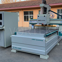 Routeur CNC 3 axes Vortek Y6-1328 entièrement automatique pour la sculpture de meubles en panneaux, ATC 12 outils, couteau de remplacement droit, Syntec