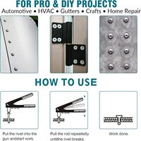 Kit d'assortiment de rivets à tête bombée en aluminium, rivets aveugles de 3/32"-1/4" pour métal, bois, PVC, automobile et bricolage, 600 pièces, 15 tailles