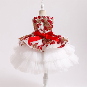 Vestido <span class=keywords><strong>de</strong></span> princesa para niños, falda <span class=keywords><strong>de</strong></span> tutú bordada con lazo, tridimensional, color blanco - Product Image 6