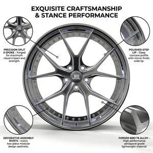 Nuevas llantas <span class=keywords><strong>JBL</strong></span> de aleación de aluminio forjado de dos piezas de 18-26 pulgadas, pulidas en plata, cóncavas profundas, con borde ancho y 5 radios, 5x112/114.3/<span class=keywords><strong>120</strong></span> - Product Image 5