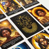 Jeu de Tarot en Feuille d'Or en Gros, Jeu de Société de Haute Qualité, Cartes d'Oracle en Plastique Personnalisées avec Boîte à Rabat Magnétique