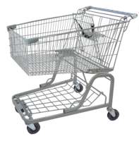 Chariot de courses en fil d'acier pour la vente en gros et au détail, utilisation en supermarché, structure en maille de qualité supérieure, protection contre la corrosion par galvanisation