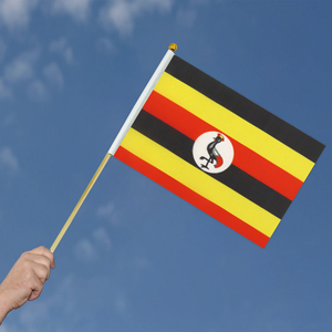 2026 Usine Offre Spéciale Ouganda Poteau en bois Drapeau ondulé à la main pour les <span class=keywords><strong>vacances</strong></span> générales - Product Image 5