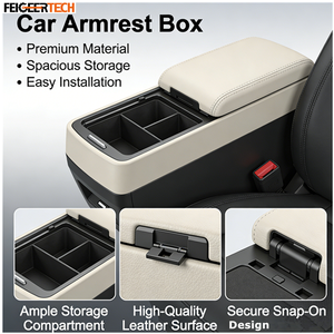 Boîte de rangement universelle pour console d'accoudoir arrière de voiture, alimentée par véhicule, avec recharge sans fil électrique stable Feigeer Tech - Product Image 6