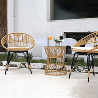 Chaise de jardin en rotin pour patio, balcon, jardin, chaise à bascule en forme de champignon, table en fibre de verre, chaises d'extérieur