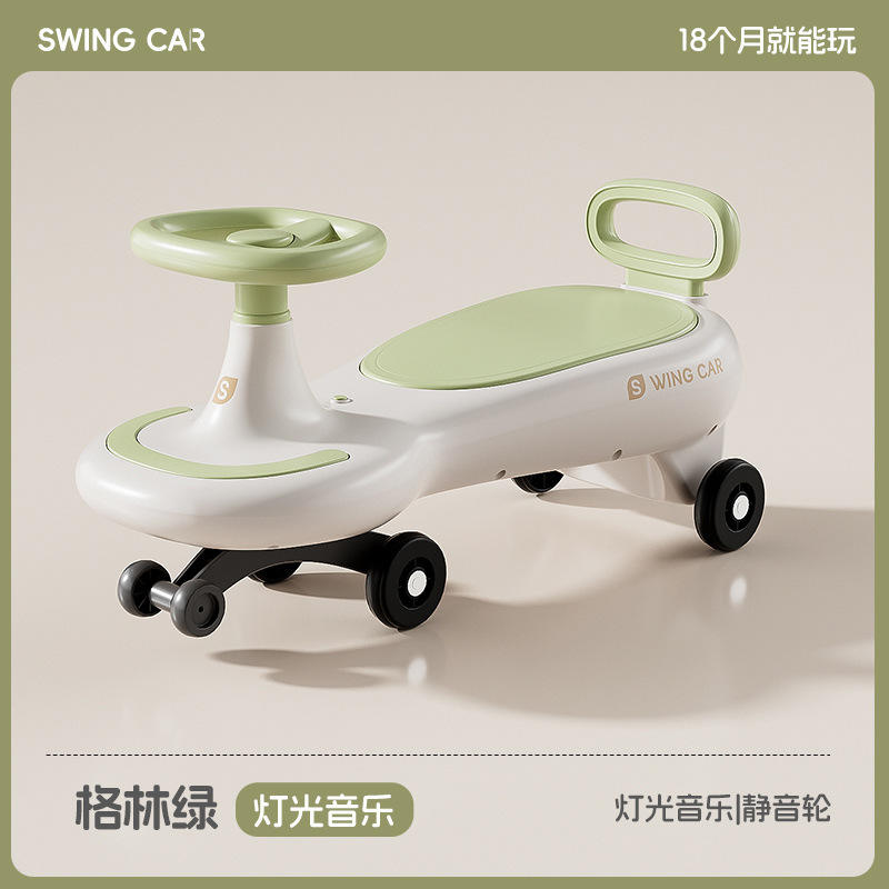 Luz verde, música, rueda intermitente silenciosa.