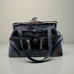 Cartera Vintage para Mujer con Cierre de Beso, Monedero con <span class=keywords><strong>Bolsillo</strong></span> con Cremallera, Botón, Color Sólido, Piel Genuina de Oveja, Clip, Bolso Tote - Product Image 1