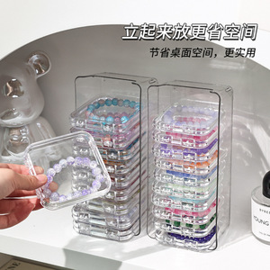 Clear <b>Stackable</b> Jewelry <b>Box</b> With Lid For Bracelets Earrings Necklace Desktop Organizer Portable Transparent <b>Storage</b> Case - Product Image 4