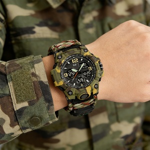 Montre de survie en plein air pour hommes, montre de sport multifonctionnelle, boussole, étanche, double affichage, montre numérique LED - Product Image 3