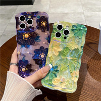 INS Laser Bleu Twist Edge Fleurs IMD Doux Antichoc Couverture Arrière Téléphone étui pour iphone 16 15 14 12 11 Pro Max Plus pour les Filles