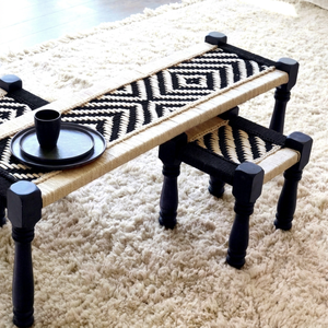 Premium Quality Eco-Friendly Wooden Ottoman <b>Stool</b> Farmhouse Modern Design Space Saving Apartment Use Bone Inlay Console - Product Image 1