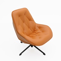 Fauteuil de salon confortable et relaxant, design minimaliste moderne, pieds en acier carbone, tissu en cuir brun, fauteuil d'appoint pour hôtel