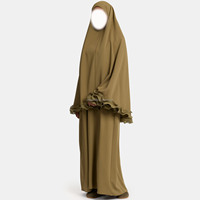Abaya Élégante de Luxe Willson Khimarr Style Modeste Beige Musulmane Robe Longue Vente en Gros Dubaï Modèle Turc en Mousseline