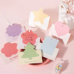 Tarjeta de felicitación de estrella de corazón de papel nueva tarjeta de felicitación de papel plegable de Flor de Pino deseos de cumpleaños Tarjeta de mensaje de deseos de vacaciones con agujero