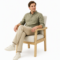 Fauteuil moderne en bois massif sur mesure, structure en noyer, assise en tissu rembourré, chaises pour hôtel et salon, fabricant