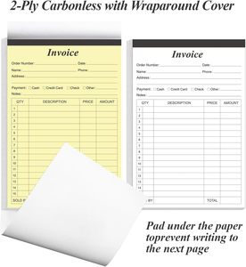 Carnet de factures autocopiantes personnalisé à 2 feuillets avec couverture enveloppante pour les entreprises de vente au détail et de services, vente en gros B2B - Product Image 2