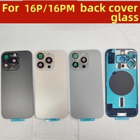 Pour iphone 16 Pro Max 16 Plus Verre Arrière Avec Cadre Lunette Plaque Métallique Anneau Aimant