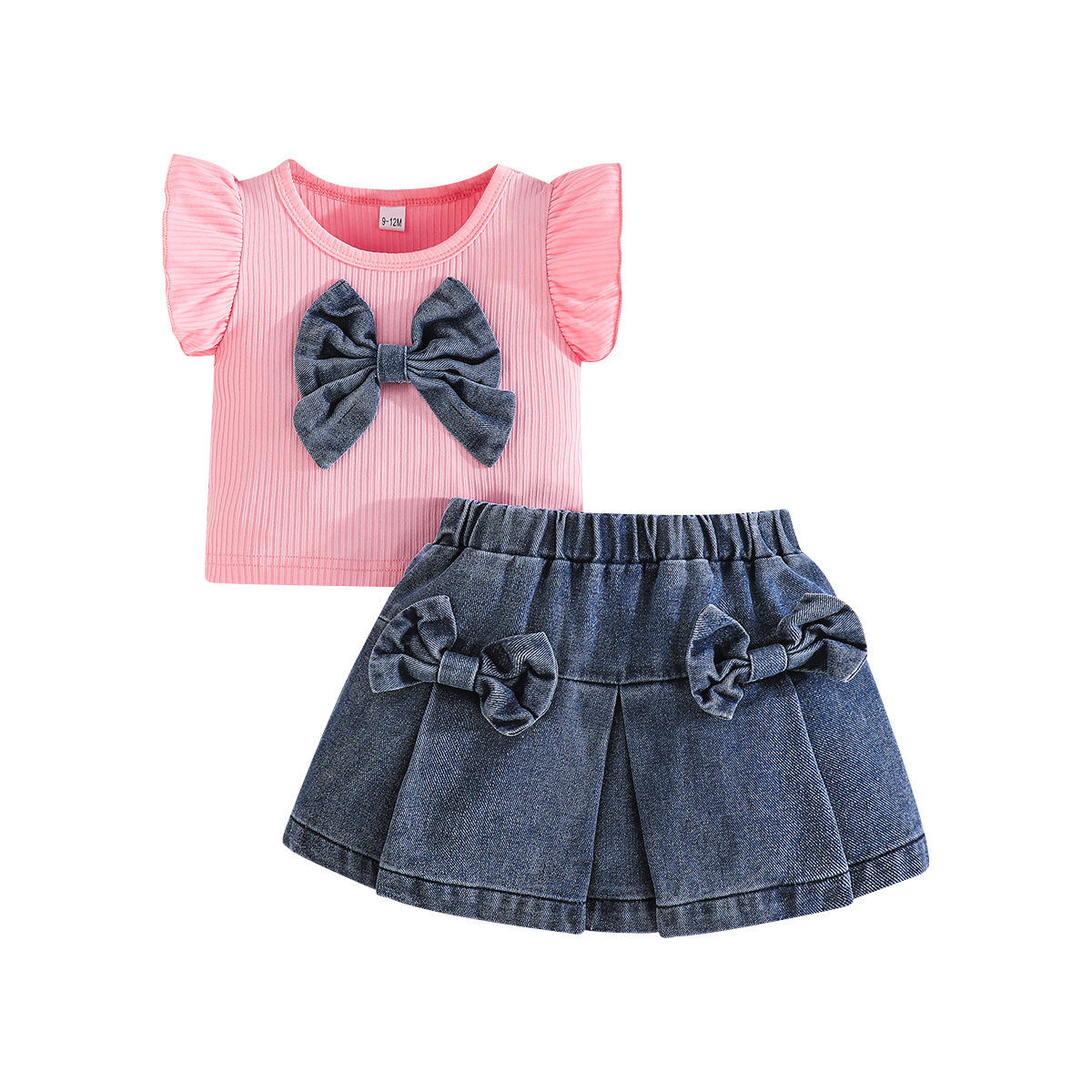Alibaba Pink Denim Skirt And Jacket Set 2025 New Model European American  Children Girls' Clothes Set