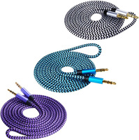 Câble audio en nylon coloré 3,5 mm mâle-mâle, cordon audio auxiliaire pour autoradios et téléphones