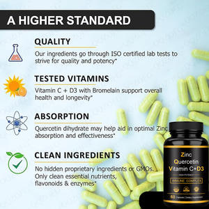 Amazon TK Venta caliente transfronteriza Vitamina C + D3 Zinc Quercetina Fuente de vitamina Directo de fábrica Suplemento al por mayor OEM - Product Image 4