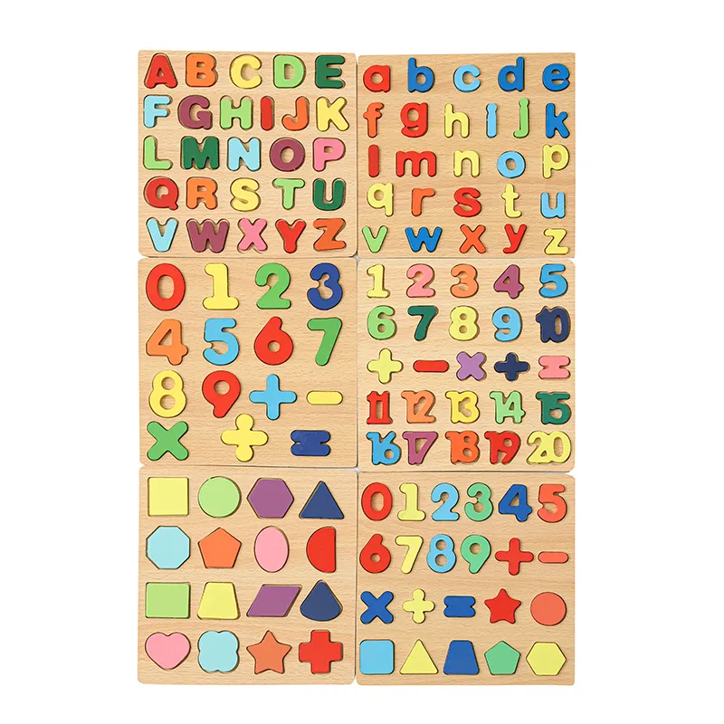 Hochwertige Verkauf digitale Brief Puzzle Spielzeug Kinder frühe Bildung Puzzle sechs Buche Brett