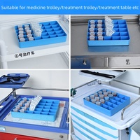 Clinique hospitalière médicale plastique ABS bleu 36 grilles plateau de rangement de médicaments durables pour patients étuis à pilules