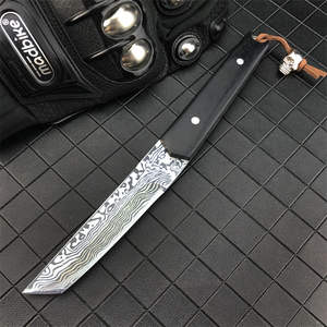 سكين تكتيكي ياباني بمقبض من خشب الأبنوس، شفرة ثابتة من الفولاذ 7Cr13Mov، صلابة 58HRC، للتخييم والصيد - Product Image 5