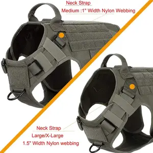 Adjustable Heavy Duty Training K9 Tactical Dog Harness Vest With 2X Metal Buckle And Handle