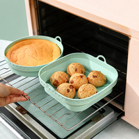 Grande doublure ronde pliable en silicone de 23,5 cm pour friteuse à air, réutilisable, antiadhésive, résistante à la chaleur, 4 couleurs, vente en gros