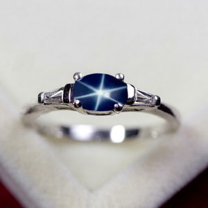 Blue Star Sapphire <b>Ring</b>, Lindy Star <b>Ring</b>, Blue Star <b>Ring</b>, 925 Sterling Silver, Sapphire Star <b>Ring</b> For Bride <b>Promise</b> <b>Women</b> <b>Ring</b> - Product Image 1