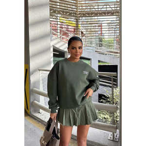 Sudadera con Capucha Color Caqui para Mujer, Talla XS, Material de Seda con Diseño de Letras, para Otoño/Invierno, Alta Calidad - Product Image 3