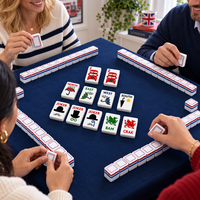 Jeu de Mahjong Américain, Tuiles en Acrylique Style Britannique, Rayures Rouge, Blanc et Bleu, Design Londres, Jeu de Tuiles pour Soirée Jeux