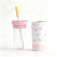 Mug en verre borosilicate de haute qualité, nouveau design Emode, à large ouverture, avec couvercle en acier inoxydable