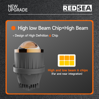 Lampu Kabut LED Bi-LED Redsea G30 90W Tiga Warna 3 Inci Proyektor Dual Lamp Cup Penetrasi Tinggi untuk Mobil