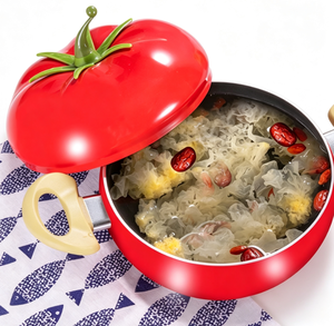 Marmite à soupe en forme de tomate, <span class=keywords><strong>pot</strong></span> de cuisson en céramique antiadhésif antibactérien avec couvercle, compatible avec les plaques à induction et au gaz - Product Image 6